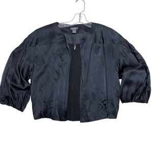 jacket bomber top KENNETH COLE REACTION black silk S vintage goth biker retro